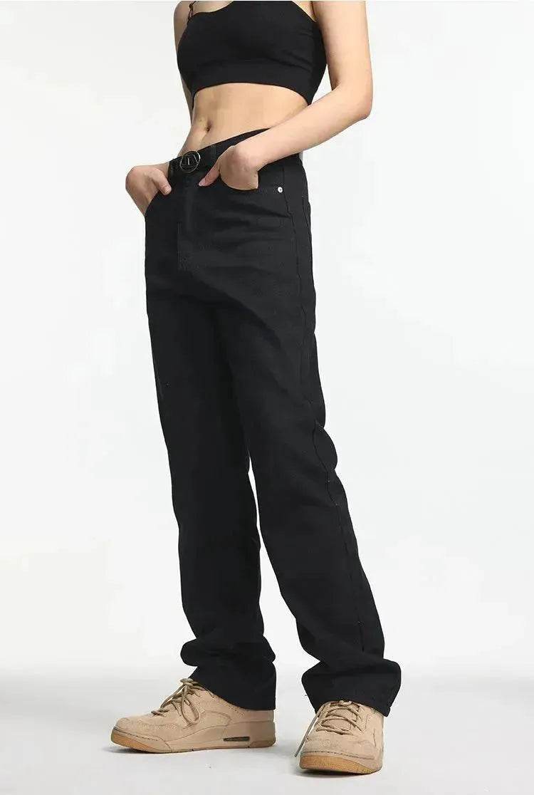 Black All-matching Straight All-matching Jeans - www.Shopthatapp.com