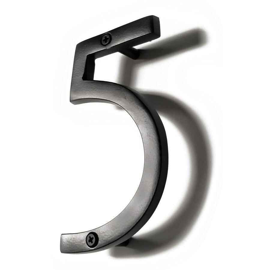 Stylish black aluminum number 5 wall decor accent for home decoration