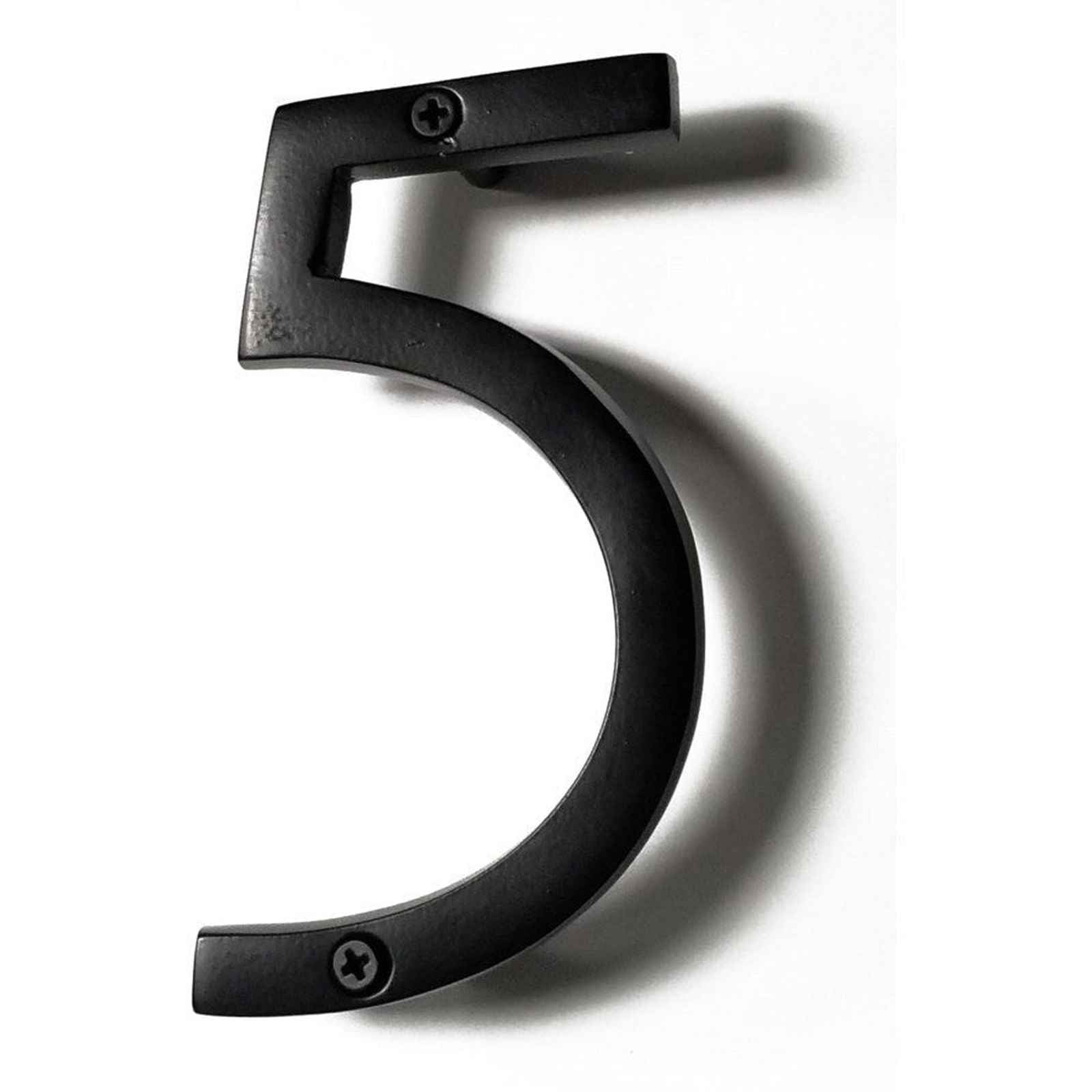 Stylish black aluminum number 5 for modern home decor and addressing needs