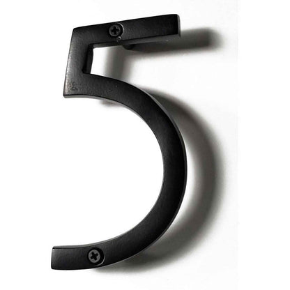 Stylish black aluminum number 5 for modern home decor and addressing needs