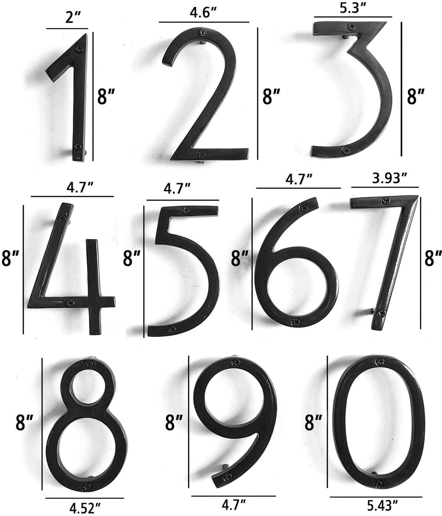 Black aluminum number 5 measuring 8 inches, perfect for home decor and addressing needs