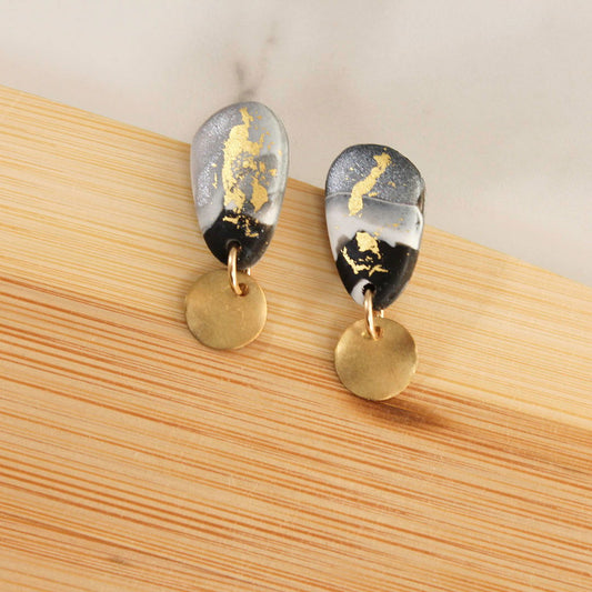 Alma Rosa Jewelry Black and Grey Stud Earrings - Www.Shopthatapp.com