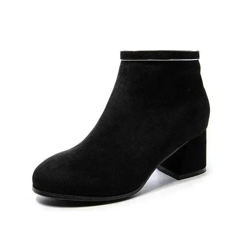 Black Martin Boots Shoes Women Thick Heels - www.Shopthatapp.com