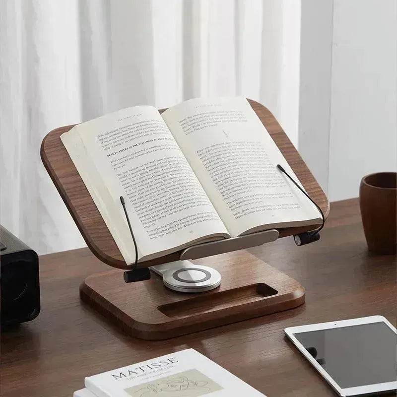 Black Walnut Solid Wood Reading Rack Adjustable Rotating Children's Reading Artifact IPad Bracket - www.Shopthatapp.com