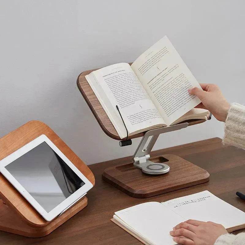 Black Walnut Solid Wood Reading Rack Adjustable Rotating Children's Reading Artifact IPad Bracket - www.Shopthatapp.com