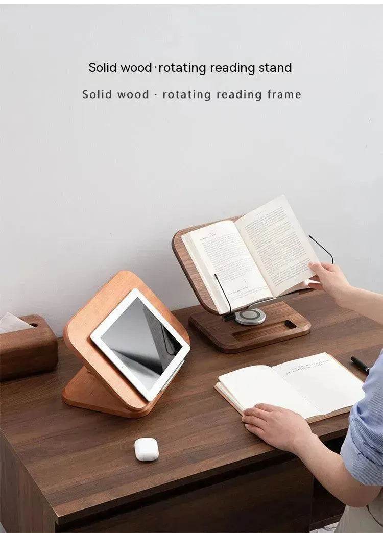 Black Walnut Solid Wood Reading Rack Adjustable Rotating Children's Reading Artifact IPad Bracket - www.Shopthatapp.com
