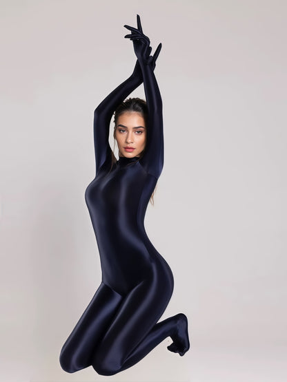 Spandex Nylon Full Bodysuit Zentai Shinny Cosplay Jumpsuit Attached Gloves - www.Shopthatapp.com