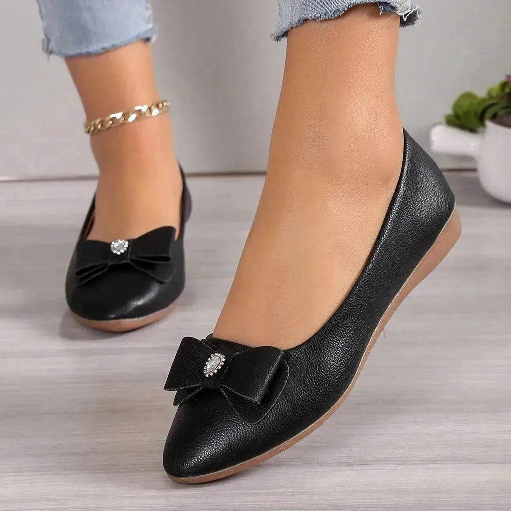 Bowknot Flats Shoes Fashion Casual Pointed Toe Loafers For Women Lazy Shoes - www.Shopthatapp.com