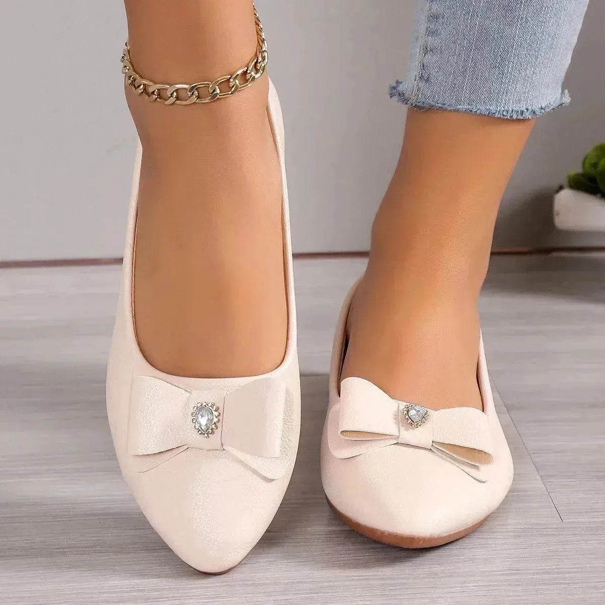 Bowknot Flats Shoes Fashion Casual Pointed Toe Loafers For Women Lazy Shoes - www.Shopthatapp.com