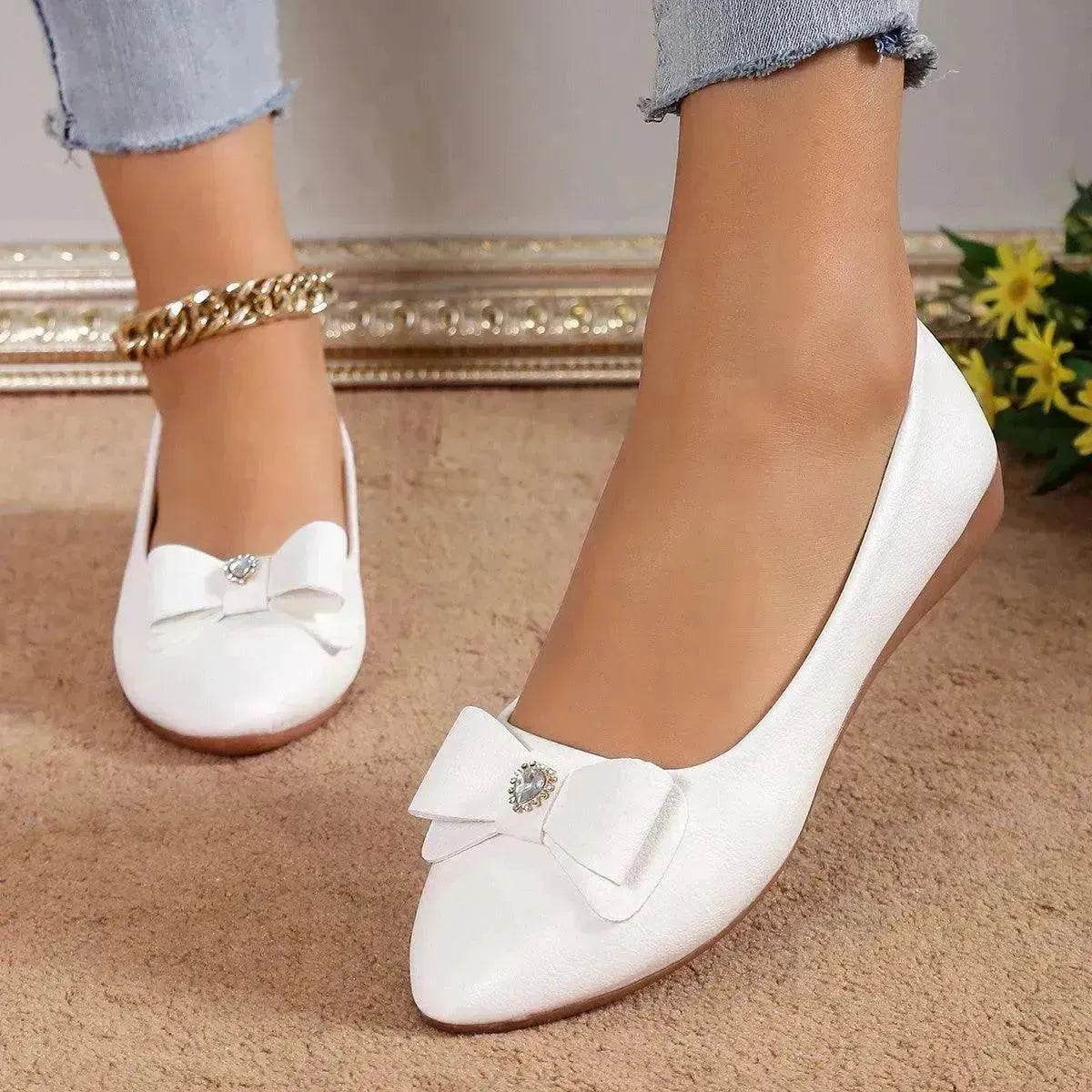 Bowknot Flats Shoes Fashion Casual Pointed Toe Loafers For Women Lazy Shoes - www.Shopthatapp.com
