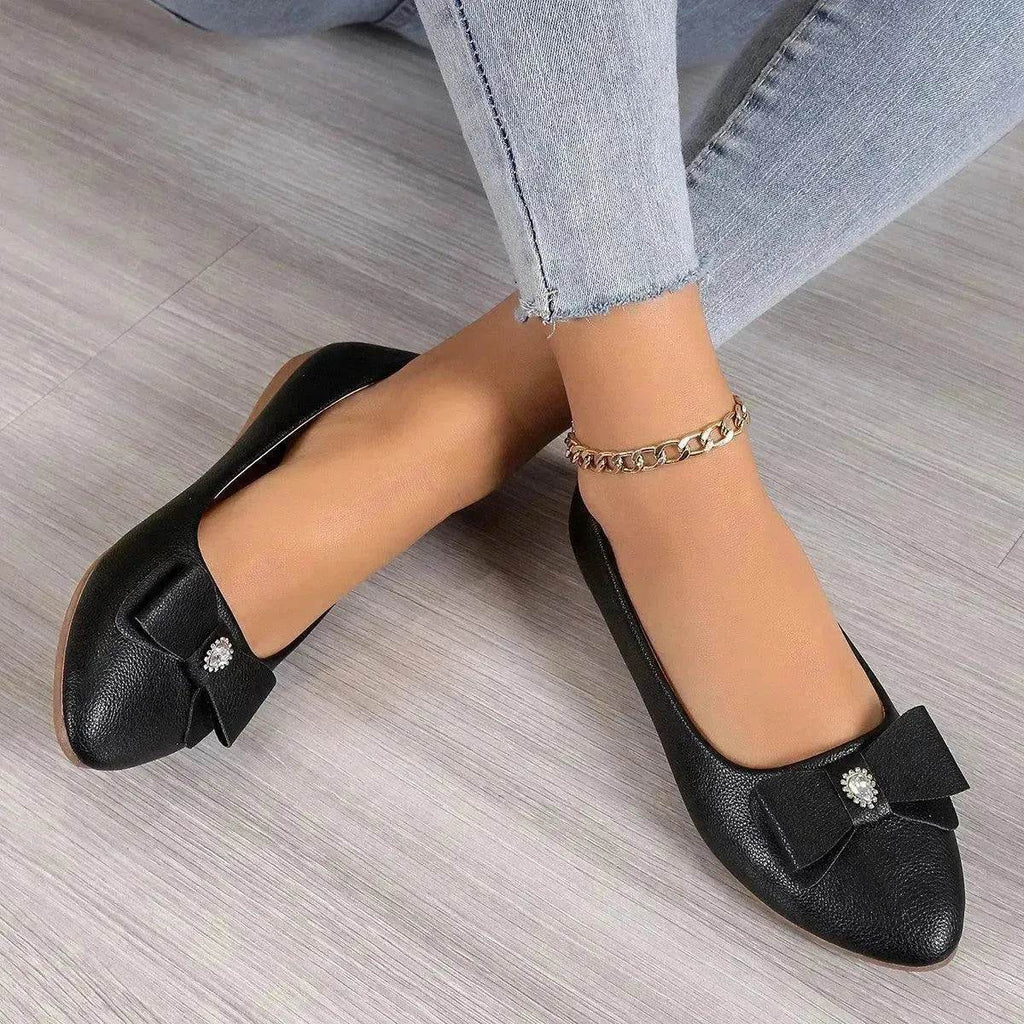Bowknot Flats Shoes Fashion Casual Pointed Toe Loafers For Women Lazy Shoes - www.Shopthatapp.com