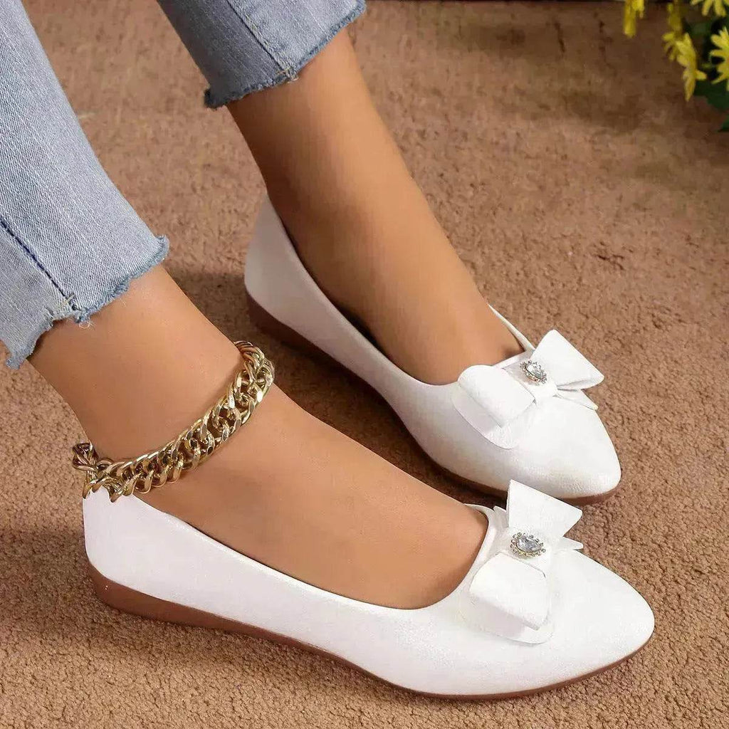 Bowknot Flats Shoes Fashion Casual Pointed Toe Loafers For Women Lazy Shoes - www.Shopthatapp.com