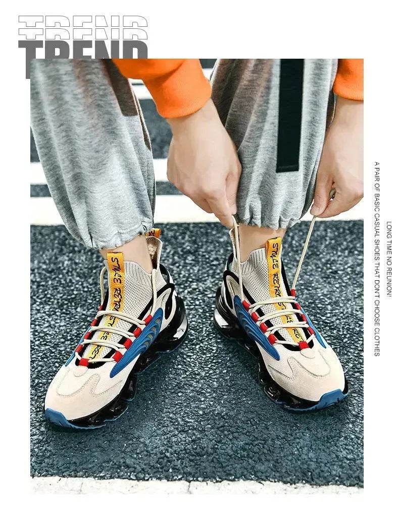 Breathable Fly Woven Mesh High-top Thick-soled Old Shoes Casual Sports Socks Running Shoes - www.Shopthatapp.com