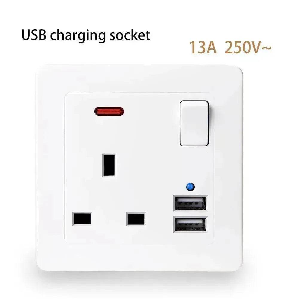 British Standard USB Wall Three-hole Power Strip Socket Panel - www.Shopthatapp.com