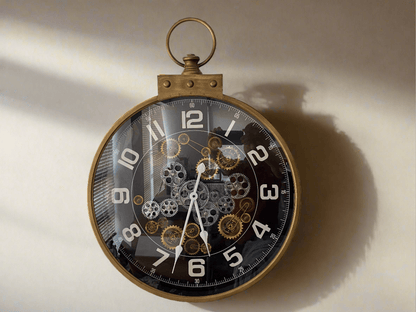 Brush Bronze Metal Rotating Gears Wall Clock - www.Shopthatapp.com