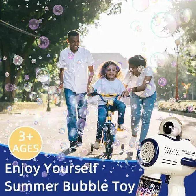 Bubble Gun Machine , Leak Proof Design, Automatic Bubble Blower Maker With Light And Bubble Solution, Summer Outdoor Toys For Birthday Party - www.Shopthatapp.com