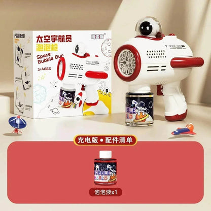 Bubble Gun Machine , Leak Proof Design, Automatic Bubble Blower Maker With Light And Bubble Solution, Summer Outdoor Toys For Birthday Party - www.Shopthatapp.com