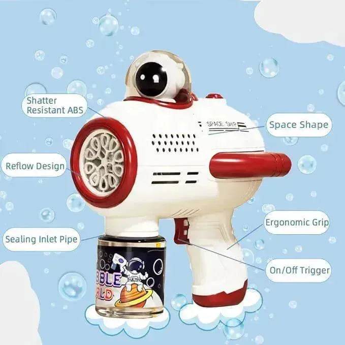 Bubble Gun Machine , Leak Proof Design, Automatic Bubble Blower Maker With Light And Bubble Solution, Summer Outdoor Toys For Birthday Party - www.Shopthatapp.com