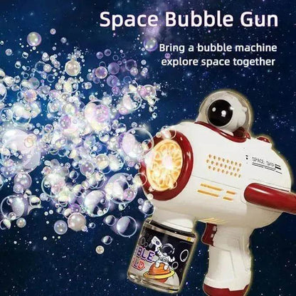 Bubble Gun Machine , Leak Proof Design, Automatic Bubble Blower Maker With Light And Bubble Solution, Summer Outdoor Toys For Birthday Party - www.Shopthatapp.com