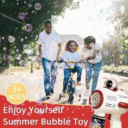 Bubble Gun Machine , Leak Proof Design, Automatic Bubble Blower Maker With Light And Bubble Solution, Summer Outdoor Toys For Birthday Party - www.Shopthatapp.com