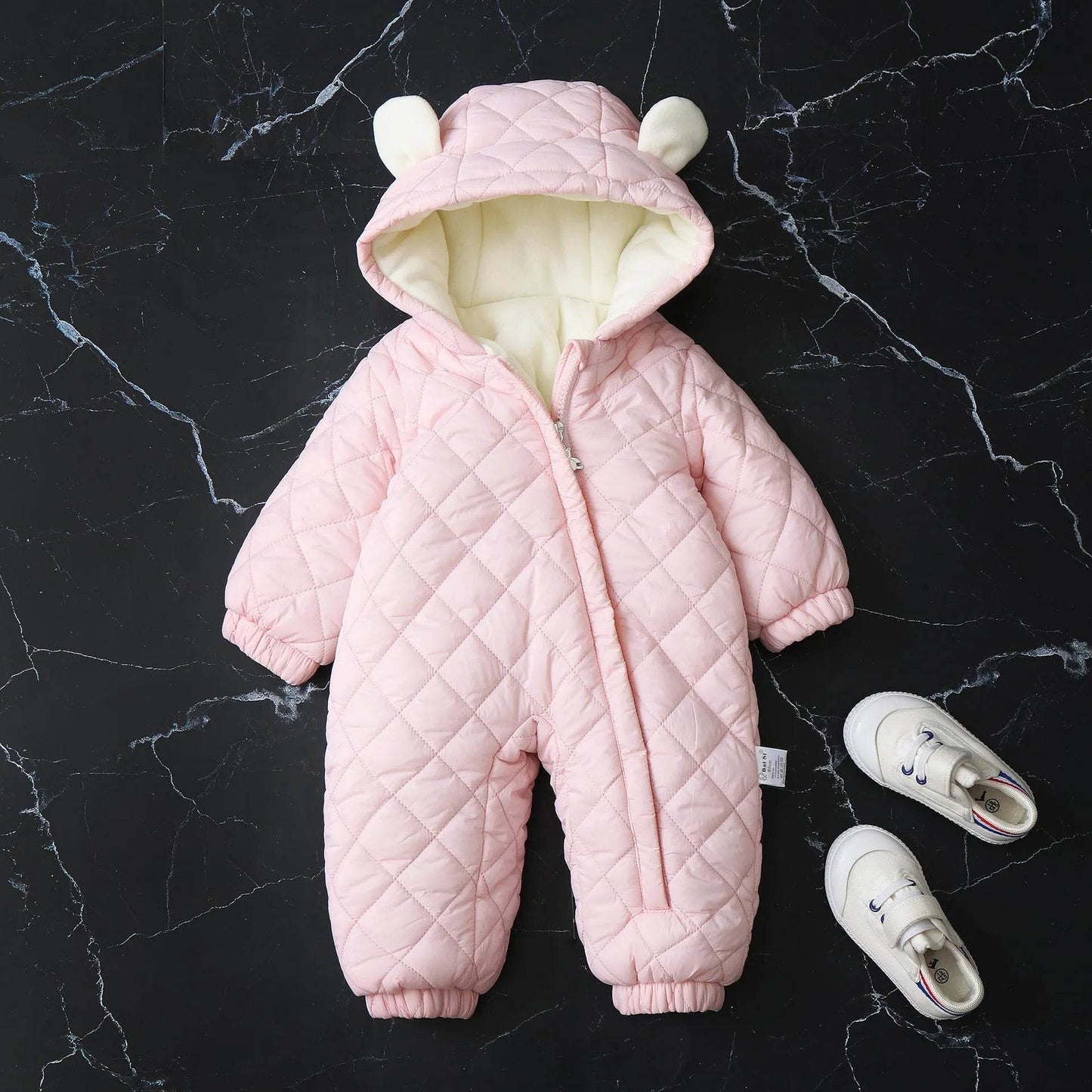 Hooded Fleece-lined Thick Baby Winter Romper Puffer Overall Jumpsuit - www.Shopthatapp.com