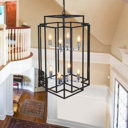 8 Lantern Tiered Chandeliers, Industrial Farmhouse Chandeliers - www.Shopthatapp.com