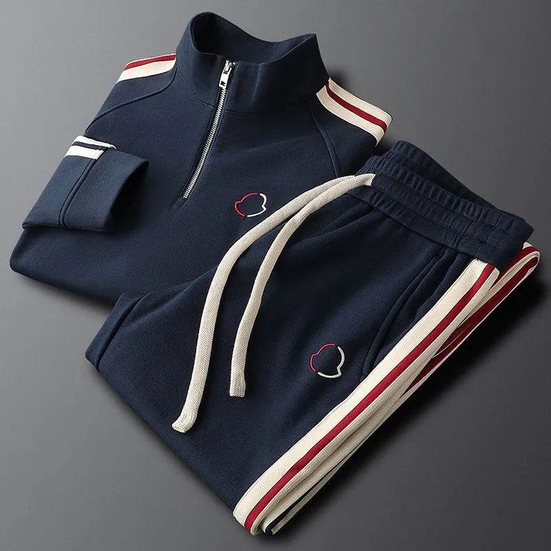 2pcs Fashion Side Stripe Leisure Sports Quarter Zip Tracksuit Co ord for Men - www.Shopthatapp.com