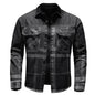 Fashion Plaid Denim Long-sleeved mens denim shirt Slim fit Jeans Shirt for men Denim top for men - www.Shopthatapp.com