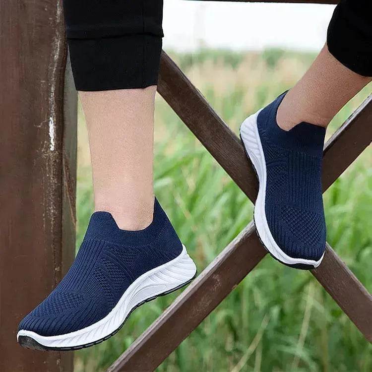 Casual Slip-on Mesh Sports Shoes Flying Woven Soft Breathable  Running Walking Flat Shoes Men - www.Shopthatapp.com