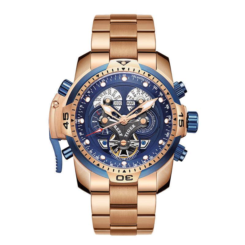 REEF TIGER Designer Sport Mens Watch Rose Gold Date Day Complicated Mechanical Bracelet Watch RGA3503 - www.Shopthatapp.com