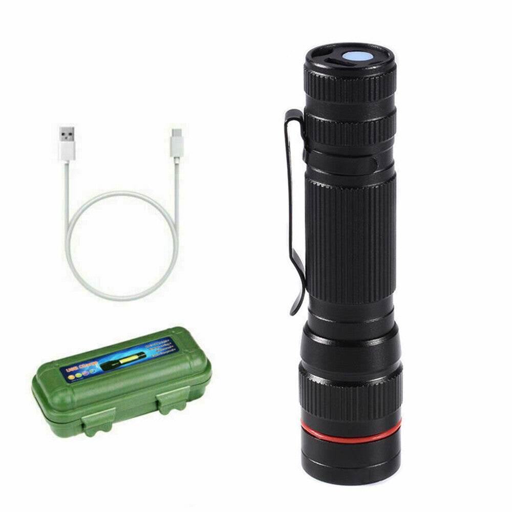 LED Military Flashlight USB Rechargeable Tactical Zoom Handheld Torch - www.Shopthatapp.com