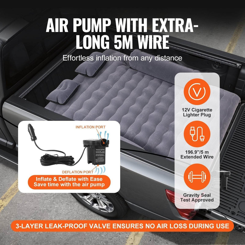 Truck Bed Air Mattress, For 6-6.5 Ft Full Size Truck Beds, Inflatable Air Mattress Camping Bed With 12V Air 2 Pillows, Carry Bag, For Chevrolet Silverado, Dodge Ram, Ford - www.Shopthatapp.com