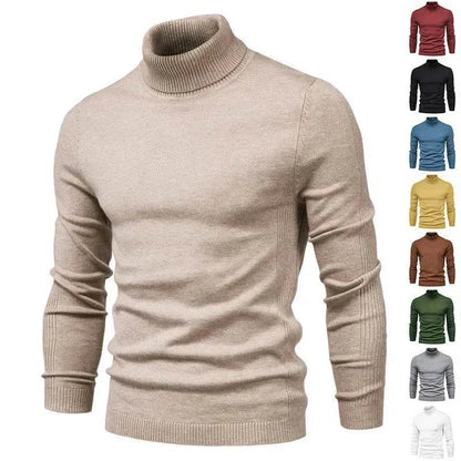 Men's Plain Slim Pullover Polo Sweatshirt Turtleneck Sweater Winter Casual Tops Men - www.Shopthatapp.com