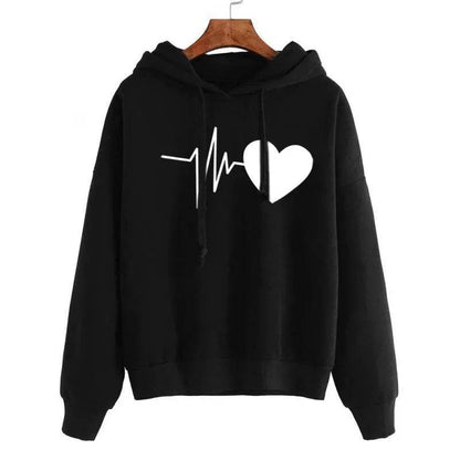 Unisex Heart Print Streetwear Hoodies sweatshirt Pullover Long Sleeve Clothes - www.Shopthatapp.com
