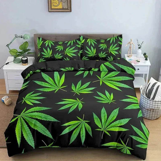 Colorful Psychedelic Weed Leaf Bedding Set - www.Shopthatapp.com