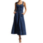 Women Sleeveless Sling Distressed Casual Style Button Denim Long Dress - www.Shopthatapp.com