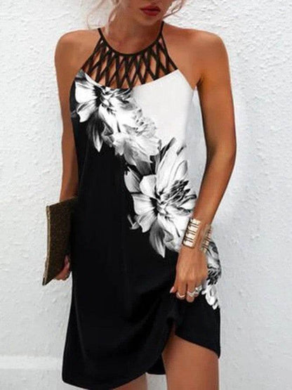 Fashion Print Dress Casual Halterneck Dresses For Women Summer Clothes - www.Shopthatapp.com