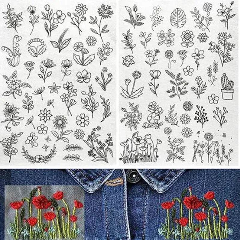 50pcs Water Soluble Stick and Stitch Embroidery Patterns stickers for Clothes - www.Shopthatapp.com