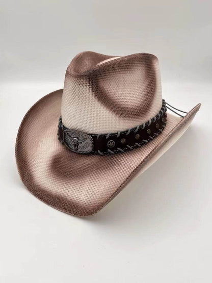 Summer Outdoor Ethnic Style Felt and Straw Cowboy Hat - www.Shopthatapp.com