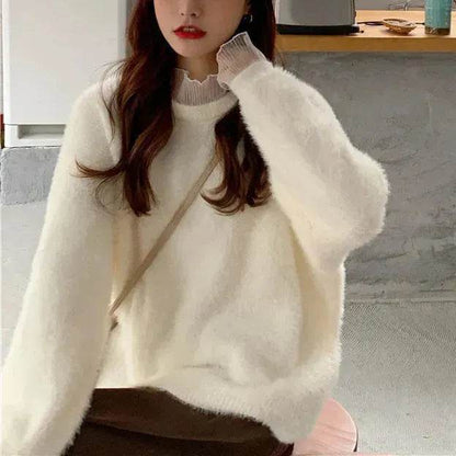 Autumn Winter Mink-like Wool Thick Plush Pullover Sweater for Women - www.Shopthatapp.com