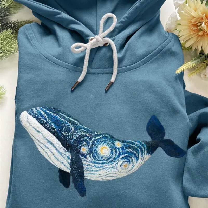 Women Fashion Spring And Autumn Plum Blossom Hooded Super Plus Size Loose-fitting Casual Pullover - www.Shopthatapp.com