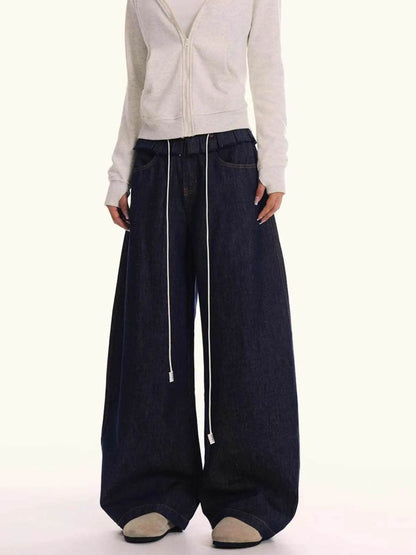 Loose Waist Stitching Small Skirt Baggy Jeans Pant For Men And Women - www.Shopthatapp.com