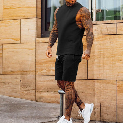 Men Summer 2pcs Sleeveless Athleisure wear Short Outfit set - www.Shopthatapp.com
