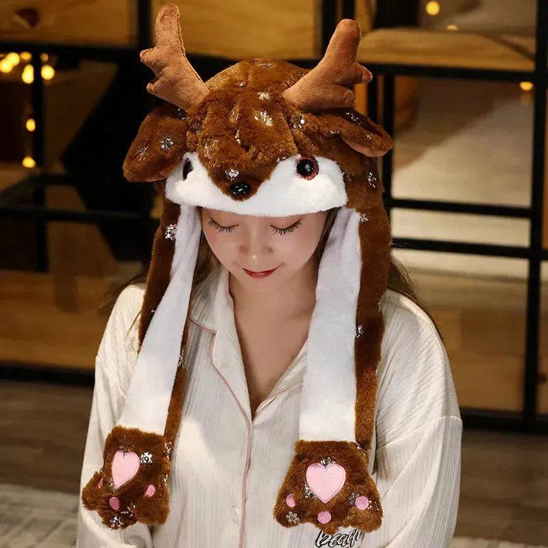 Novel Movable Christmas Hat Winter Cute Santa Claus Snowman Elk Hat - www.Shopthatapp.com