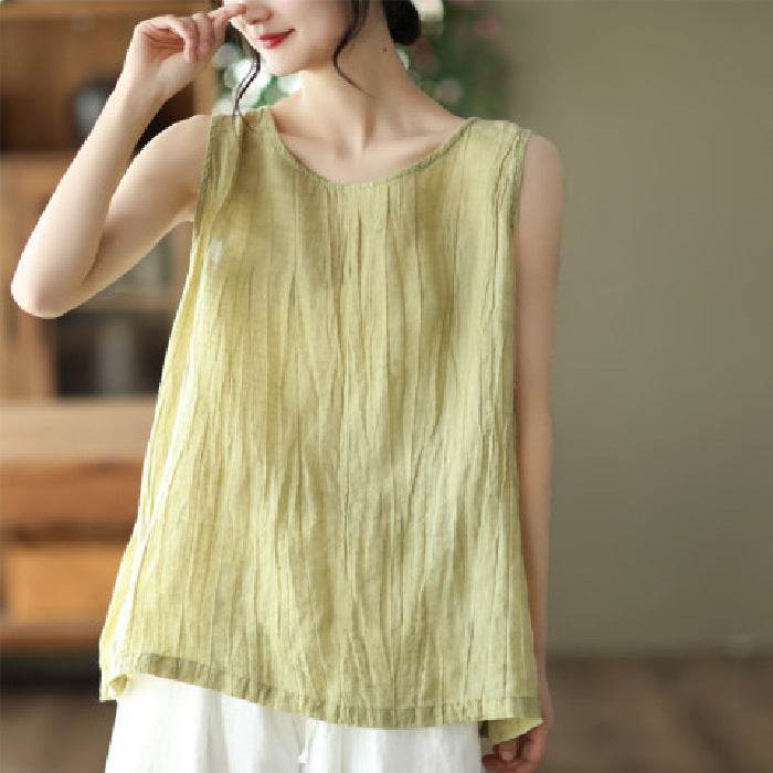 Casual Cotton And Linen Art Solid Color Loose-fitting Versatile summer blouse Top  For Women - www.Shopthatapp.com