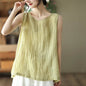Casual Cotton And Linen Art Solid Color Loose-fitting Versatile summer blouse Top  For Women - www.Shopthatapp.com