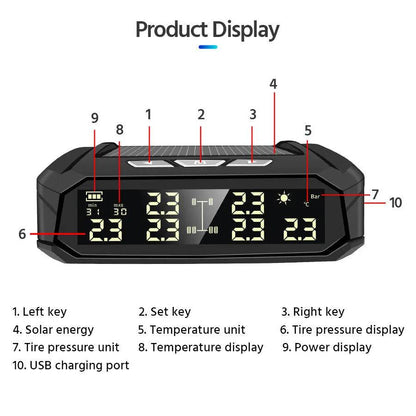 Auto Solar External Tire Pressure Monitor 6 Tire RV Trucks Car Vehicle - www.Shopthatapp.com