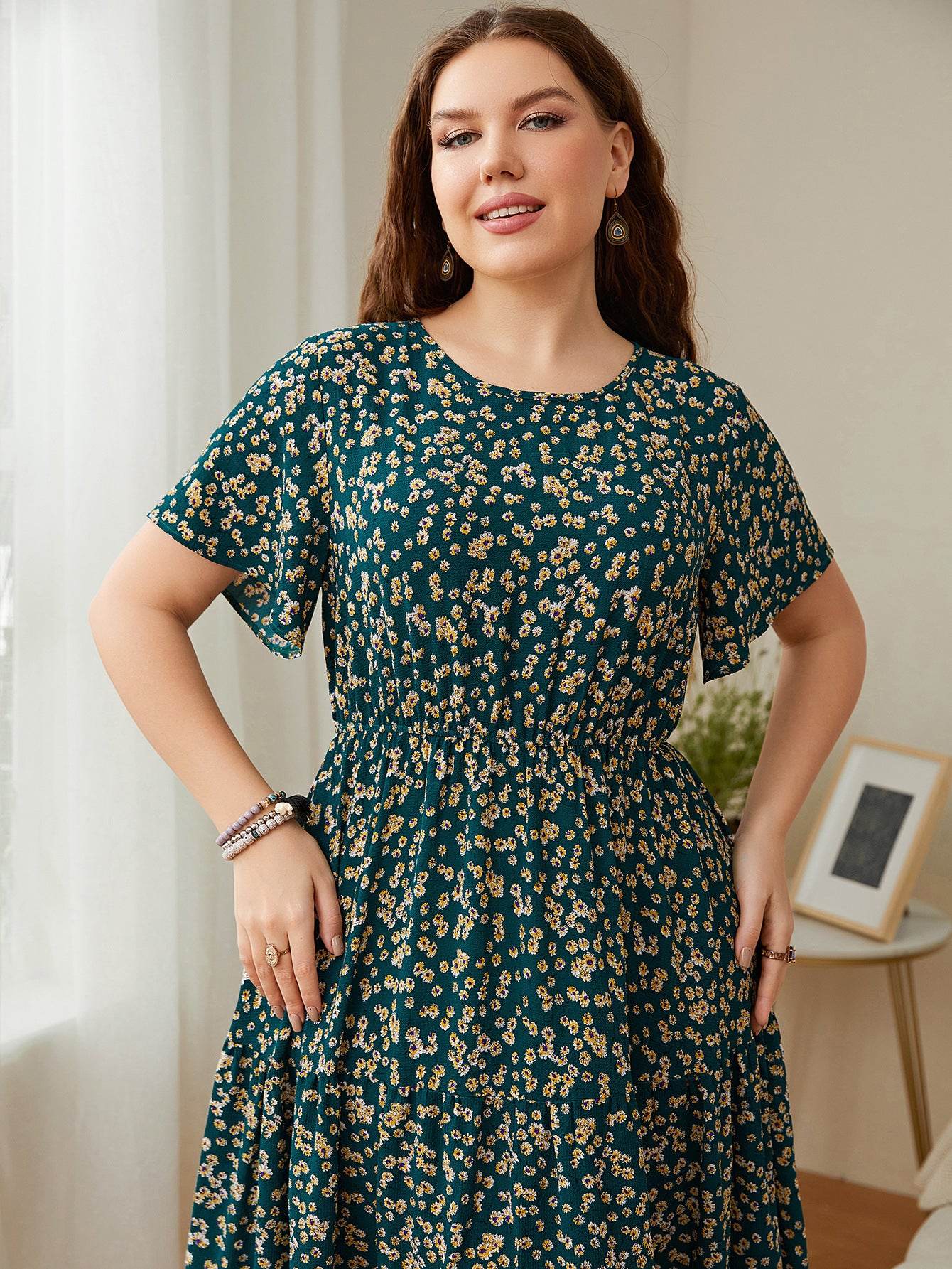 Summer Plus Size Women Floral Printed Midi Dresses - www.Shopthatapp.com