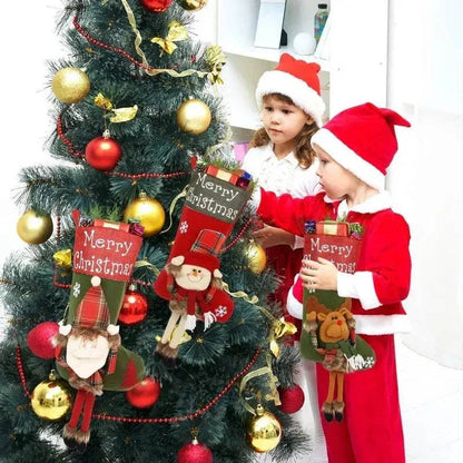 2024 New Year Xmas Big Stockings Set Decorations Christmas 3D Plush Big Sock Christmas Tree Pendant Decorating Supplies - www.Shopthatapp.com