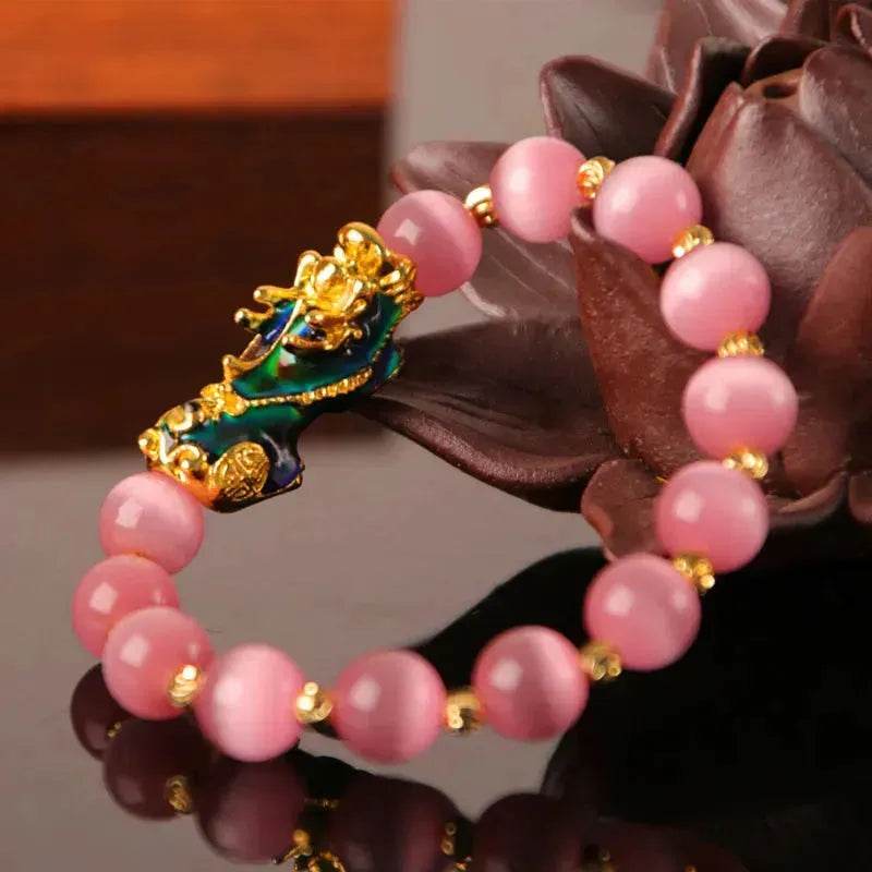 3D Gold Plated PiXiu Crystal Beaded Bracelet - www.Shopthatapp.com